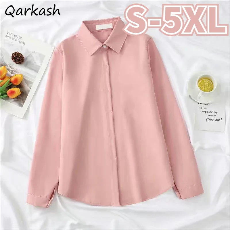 

S-5XL Shirts Women Vintage Casual Streetwear Office Ladies Spring All-match Korean Style Simple Daily Aesthetic Elegant Fashion