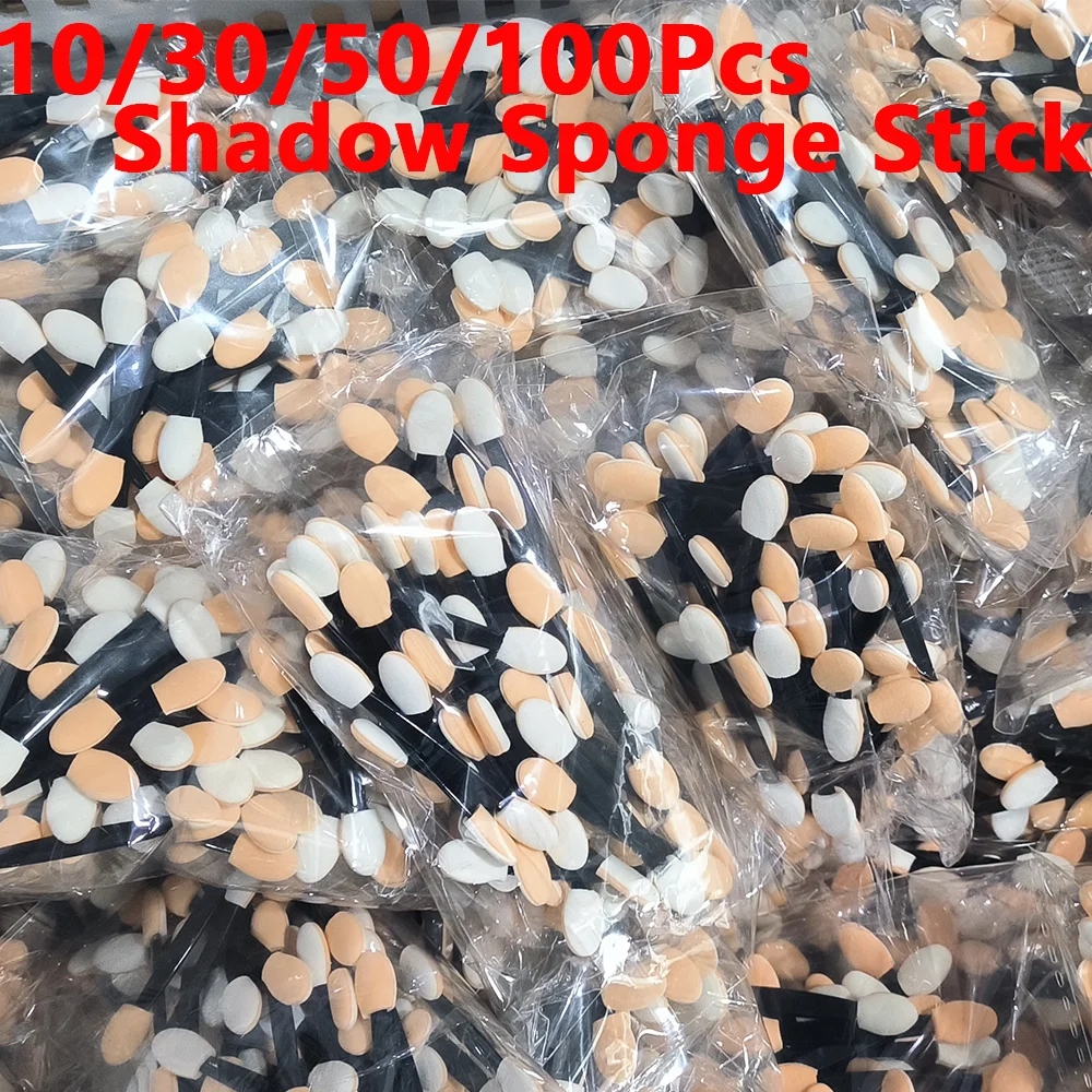 10/30/50/100Pcs Double Ended Nail Art Sponge Brushes Powder Pigment Eyeshadow Applicator Stick MiniPortable Makeup Manicure Tool