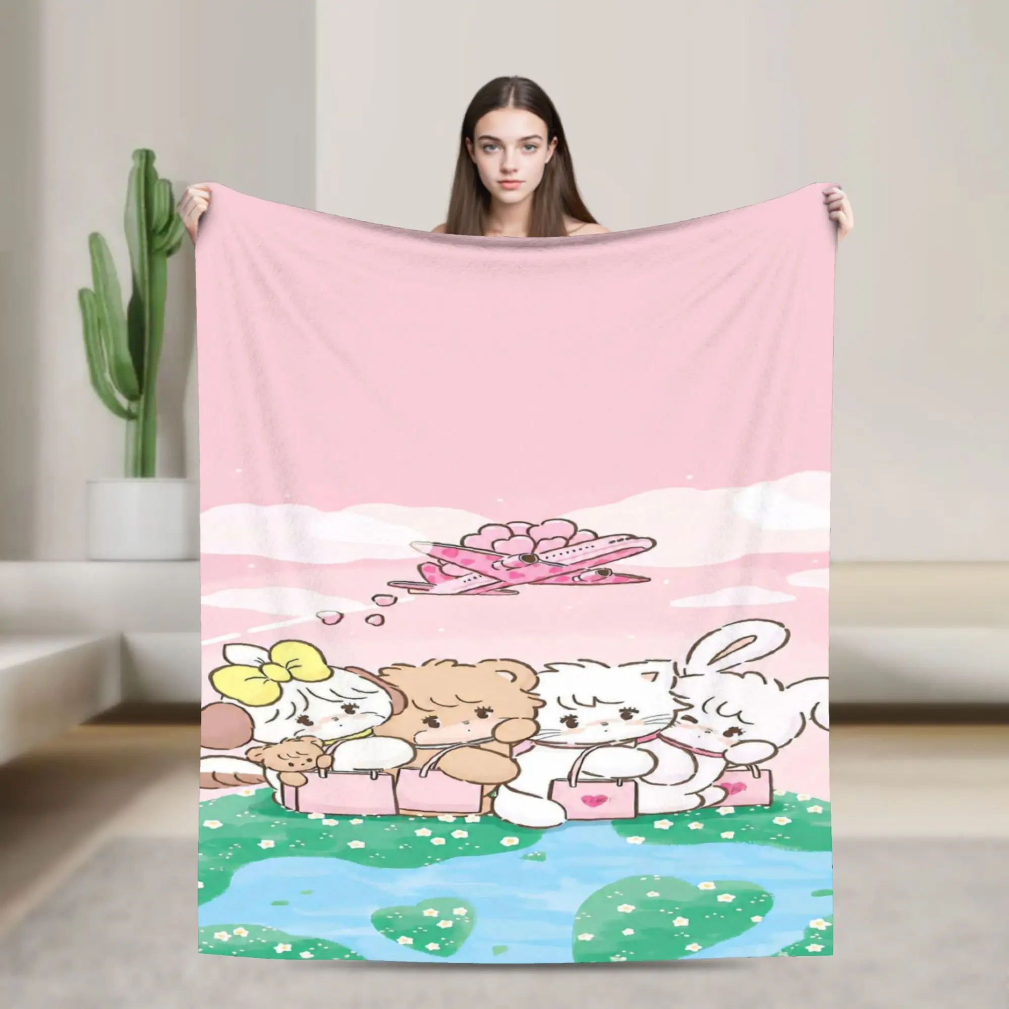 pink cartoon Mikko Mousse  Blanket Ultra Soft  Throw Blankets for Bed 50x60 Inch Multiple Sizes Bedspread