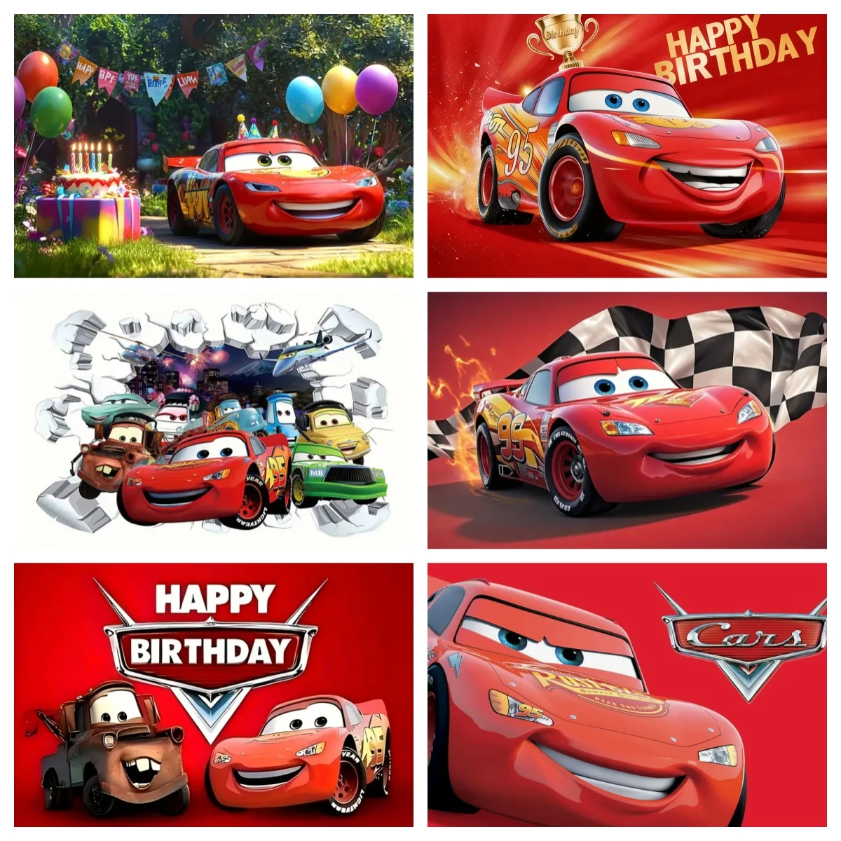 Cartoon-Rennfahrer-Hintergrund für Jungen-Geburtstagsfeier, Dekoration mit Ballons und Kuchen, Fotografie-Requisiten, Banner