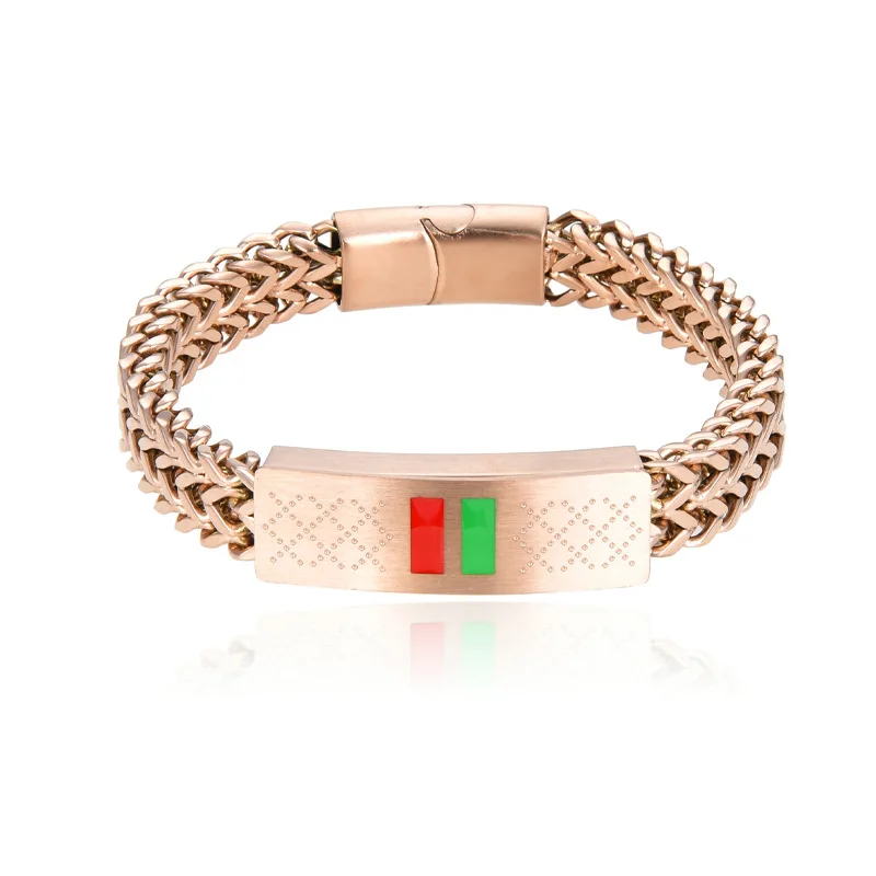 Bracciale in acciaio al titanio a cinque colori da uomo in acciaio inossidabile popolare europeo e americano argento oro rosa nero blu