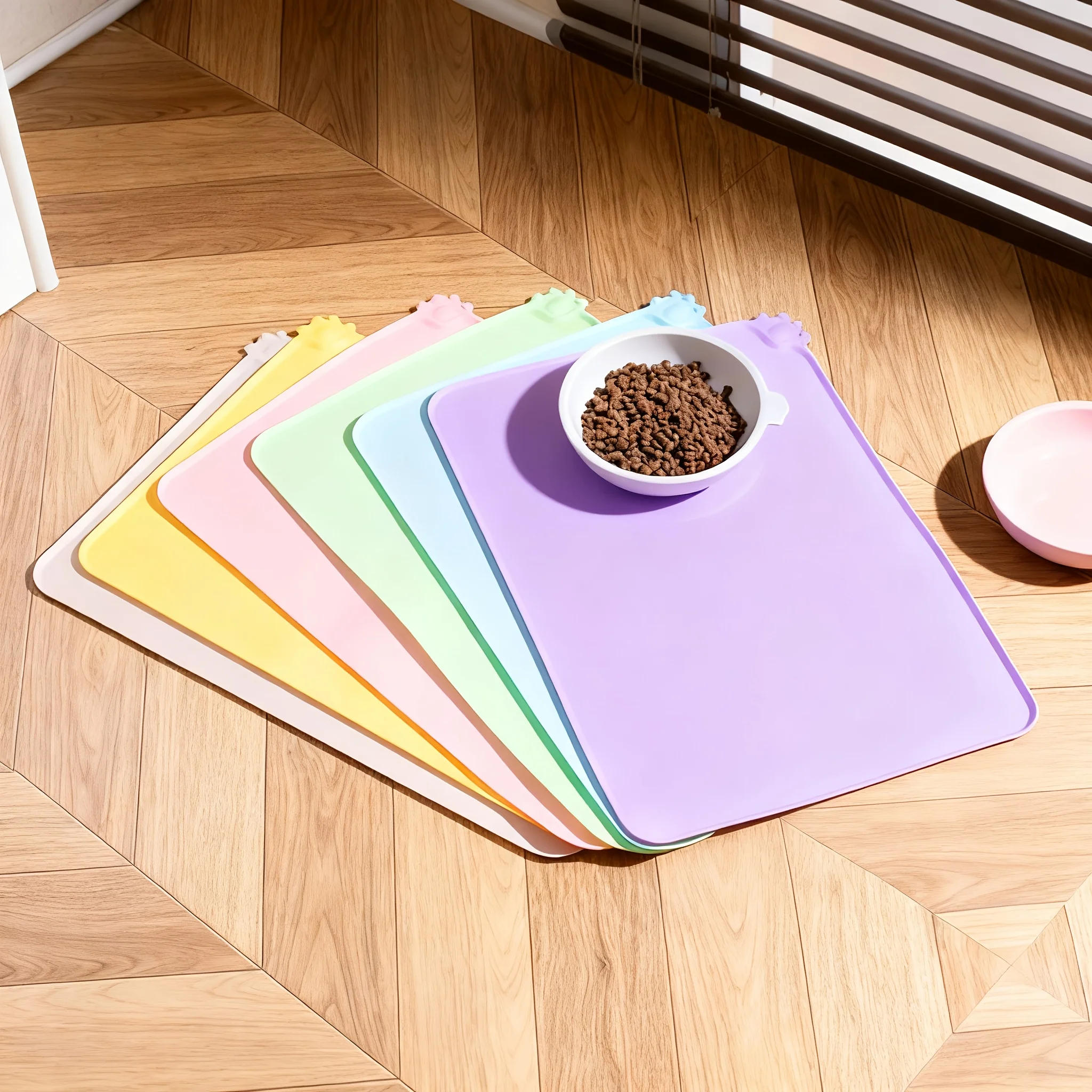 

Waterproof And Leak-Proof Anti-Slip Pad Pet Product Food Grade Silicone Cat Mat Anti-Dirty Easy To Clean Cats And Dog Bowl Mats
