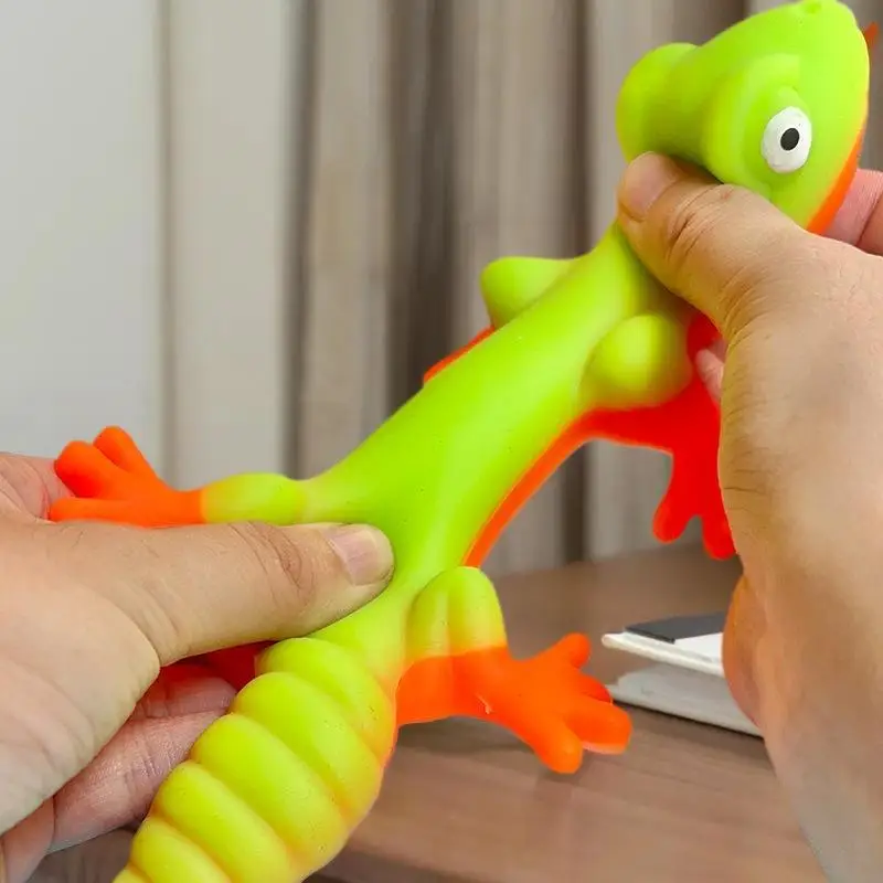 1Pcs Faux Lizard Vibrant Squishy Item, Cartoon TPR Expandable Lizard Toy, Soft Pressure Alleviating Squeeze Widget for Children