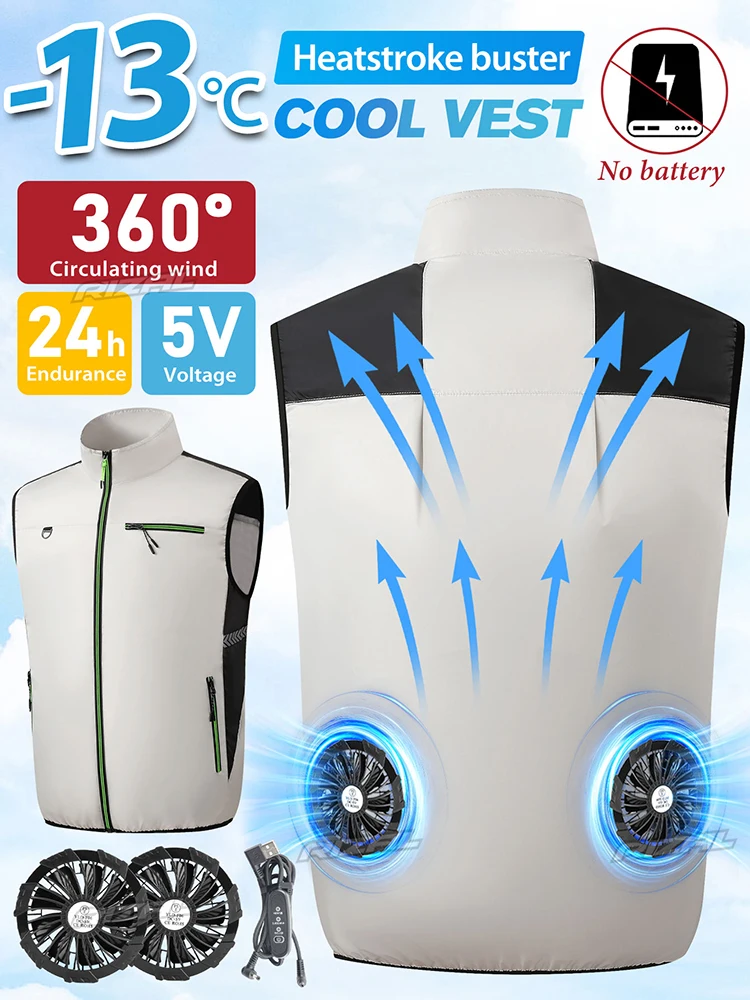 New Must-have Fan Vest Cooling Wearable Air-conditioned Clothes Breathable Sleeveless for Daily Commute Hiking Fishing Camping