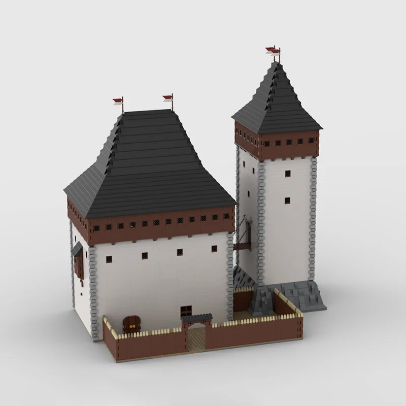 Castelo medieval modelo moc tijolos de construção ruinas modulares de um pequeno castelo tecnologia blocos natal diy brinquedo construção presentes