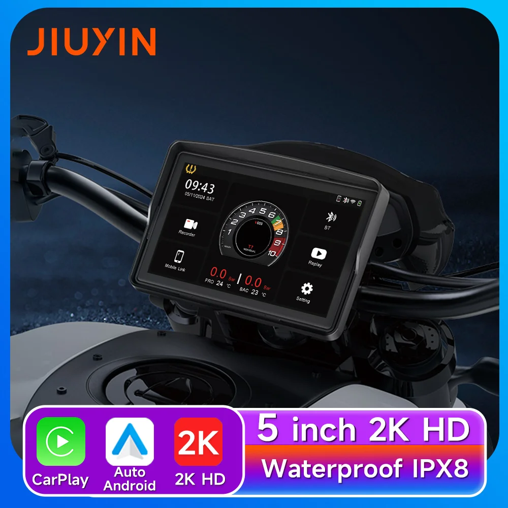 

2K Hd Video Recorder Motorcycle Gps Navigation Wireless Carplay Android Car Player Ip67 Waterof Screen Bluetooth