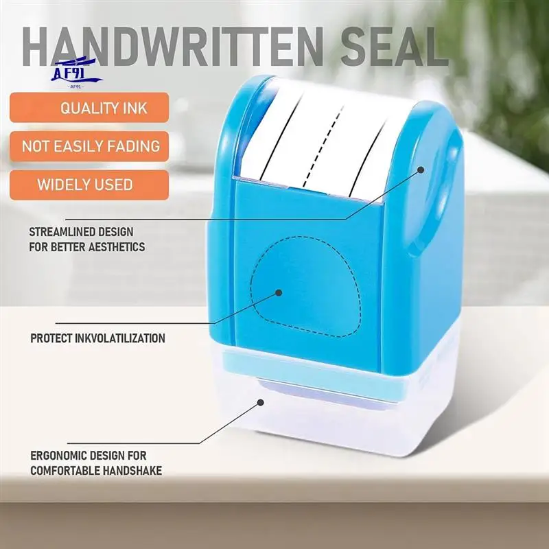 

AF91-2PCS Dashed Handwriting Lines Roller Stamp Handwriting Lines Stamp Roller With 3 Refills,Blue
