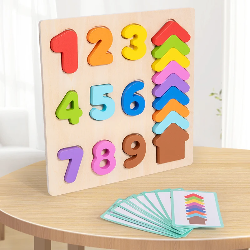 

Kids Rainbow Arithmetic Number Geometric Shapes Wooden Puzzle Montessori Preschool Learning Educational Game Toys for Children