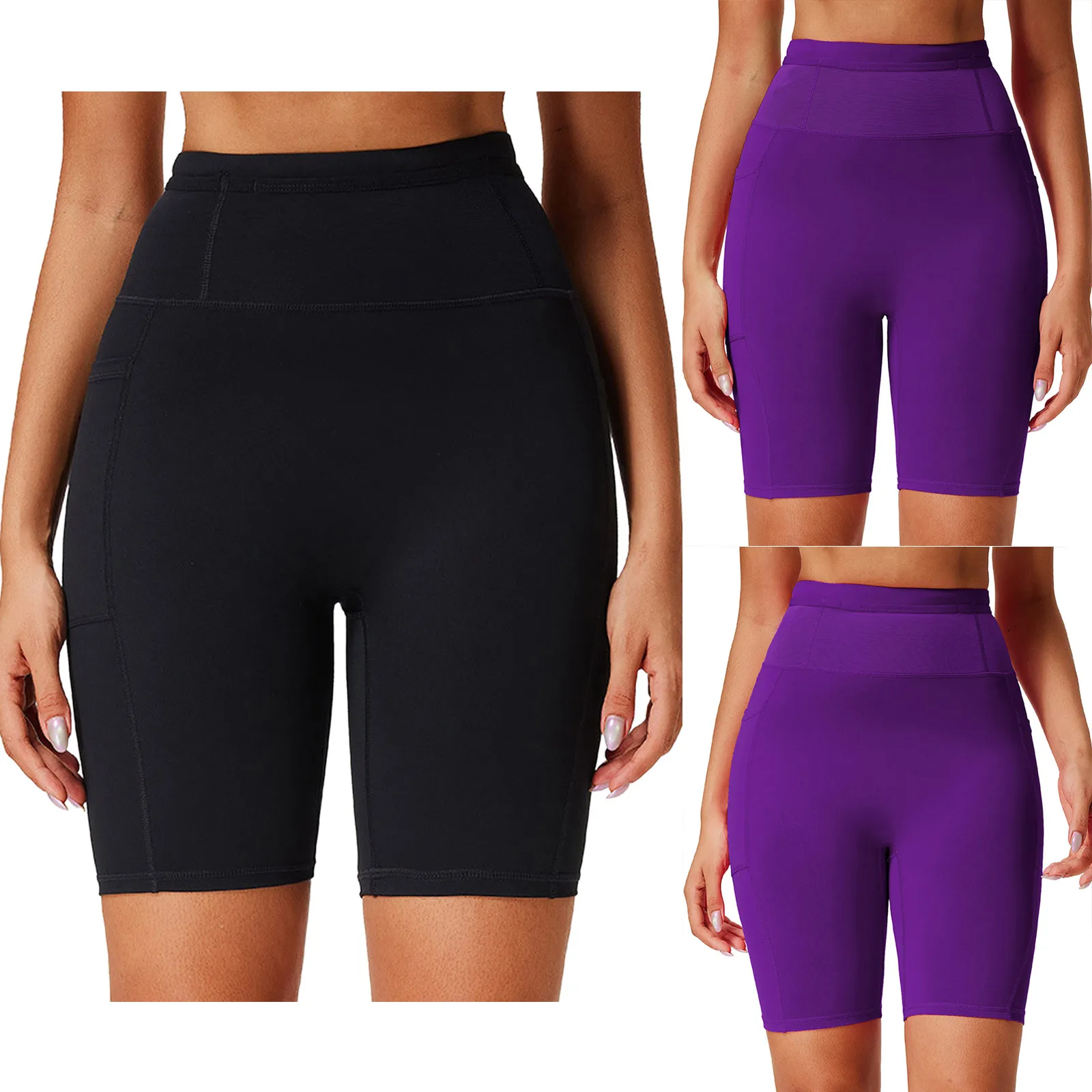 

Compression Shorts with Pockets for Women High Waist Elastic Workout Shorts for Cycling Running Yoga S-3XL