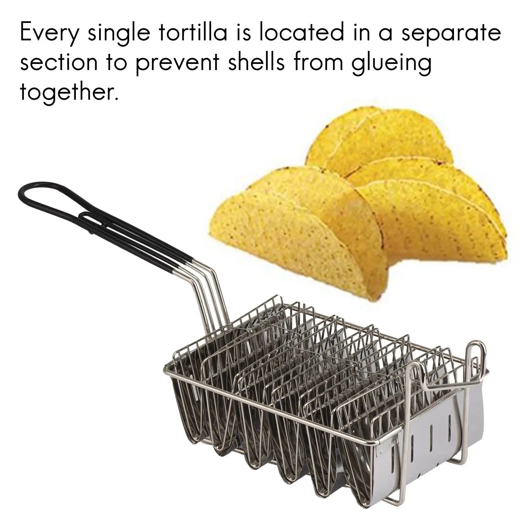Panier de friteuse A14G-Taco, friteuse à coque Taco, peut contenir 6 coquilles, supports de Taco pour friteuse, panier avec poignée, support de Taco