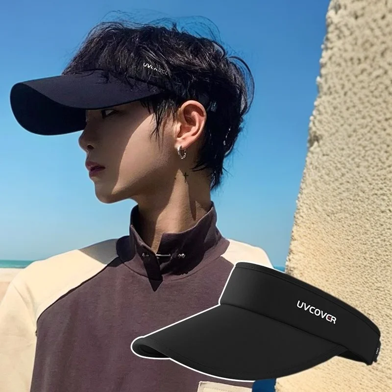 الرجال فارغة أفضل قبعة في الهواء الطلق الأشعة فوق البنفسجية حماية قبعة الشمس الصيف قبعة الشمس قبعة للشاطئ الرجال موضة قبعة الشمس الصيف قبعة للجري في الهواء الطلق 2