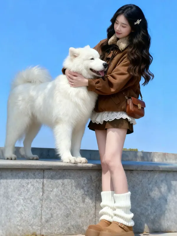 

Retro Gentle Sle Cotton Jaet And Skirt Set Inner Wear Two-Piece Set Small Size Super ular Outerwear Winter Season