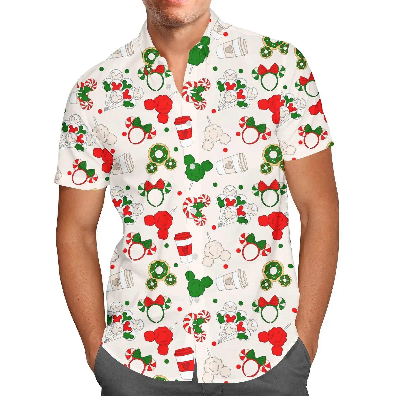 Disney World masculino camisa havaiana, de botão, manga curta, Mickey, Minnie, crianças, mulheres, Walt, moda