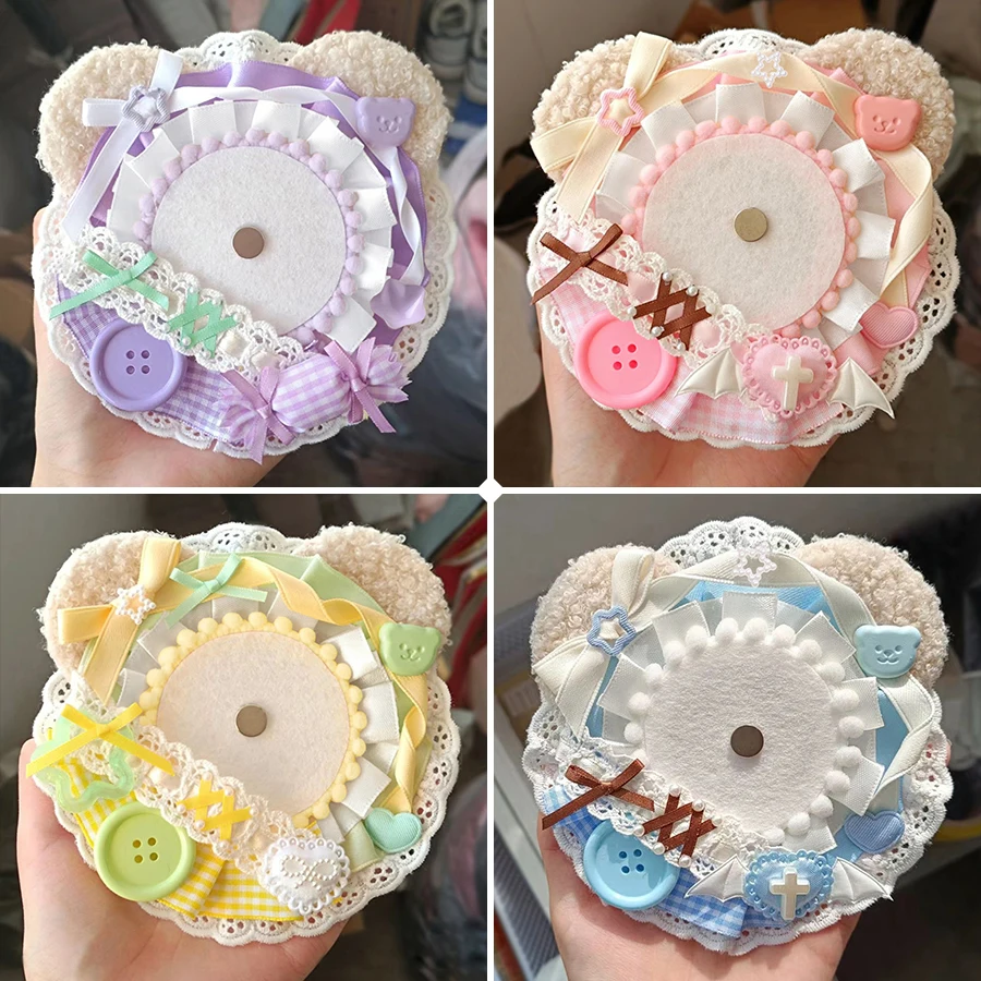 Bear Ear Badge Display Tray Handmade Badge Holder Itabag Decoration Anime Pin Display Accessory Rosette Pin Base Badge Ornament Collectible Pin Display Fan Merchandise Badge Decor Rosette Tray