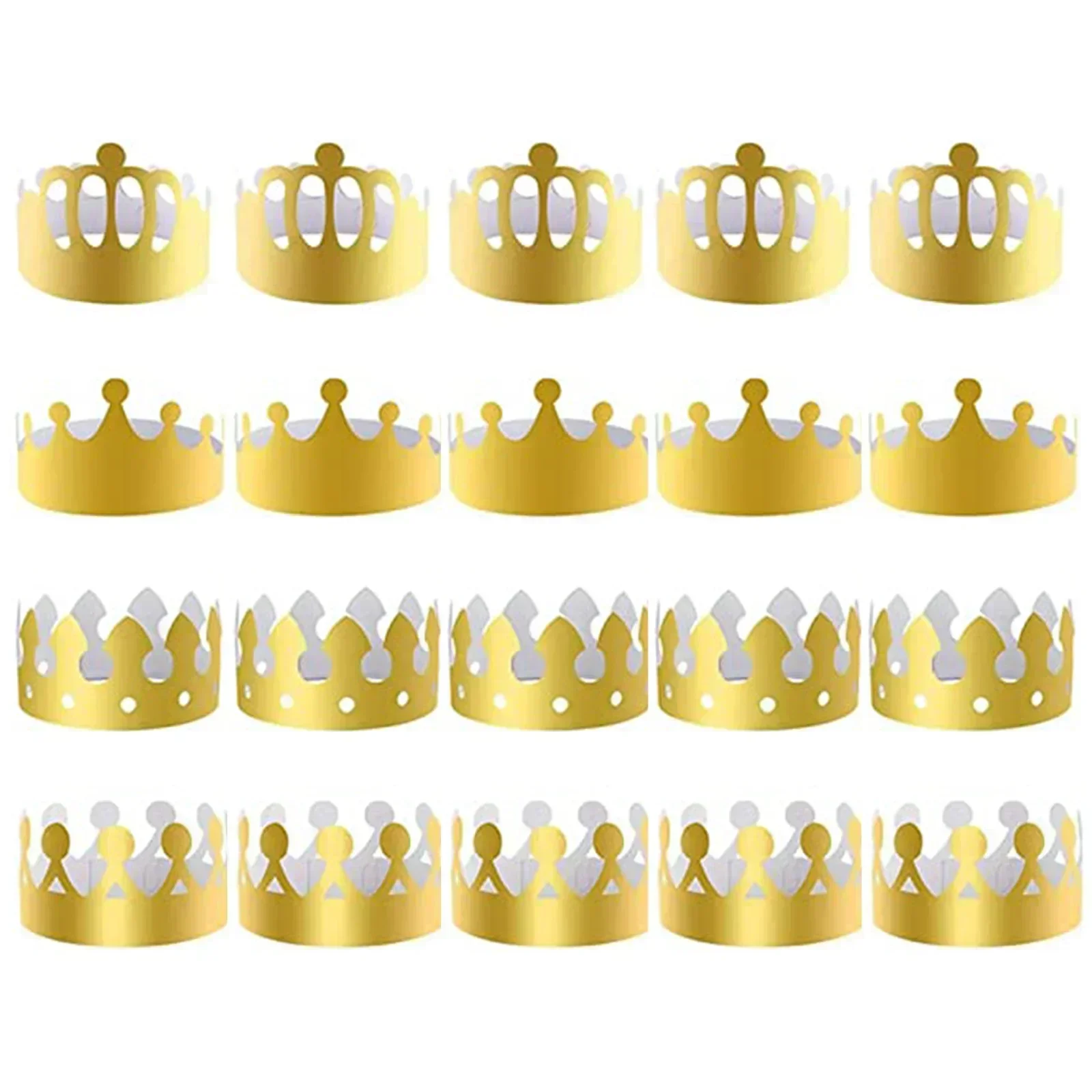 قبعات حفلات تاج الملك تيجان ورقية ذهبية للأطفال والكبار قبعات حفلات تاج الملك 20 قطعة للاحتفال بالتويج