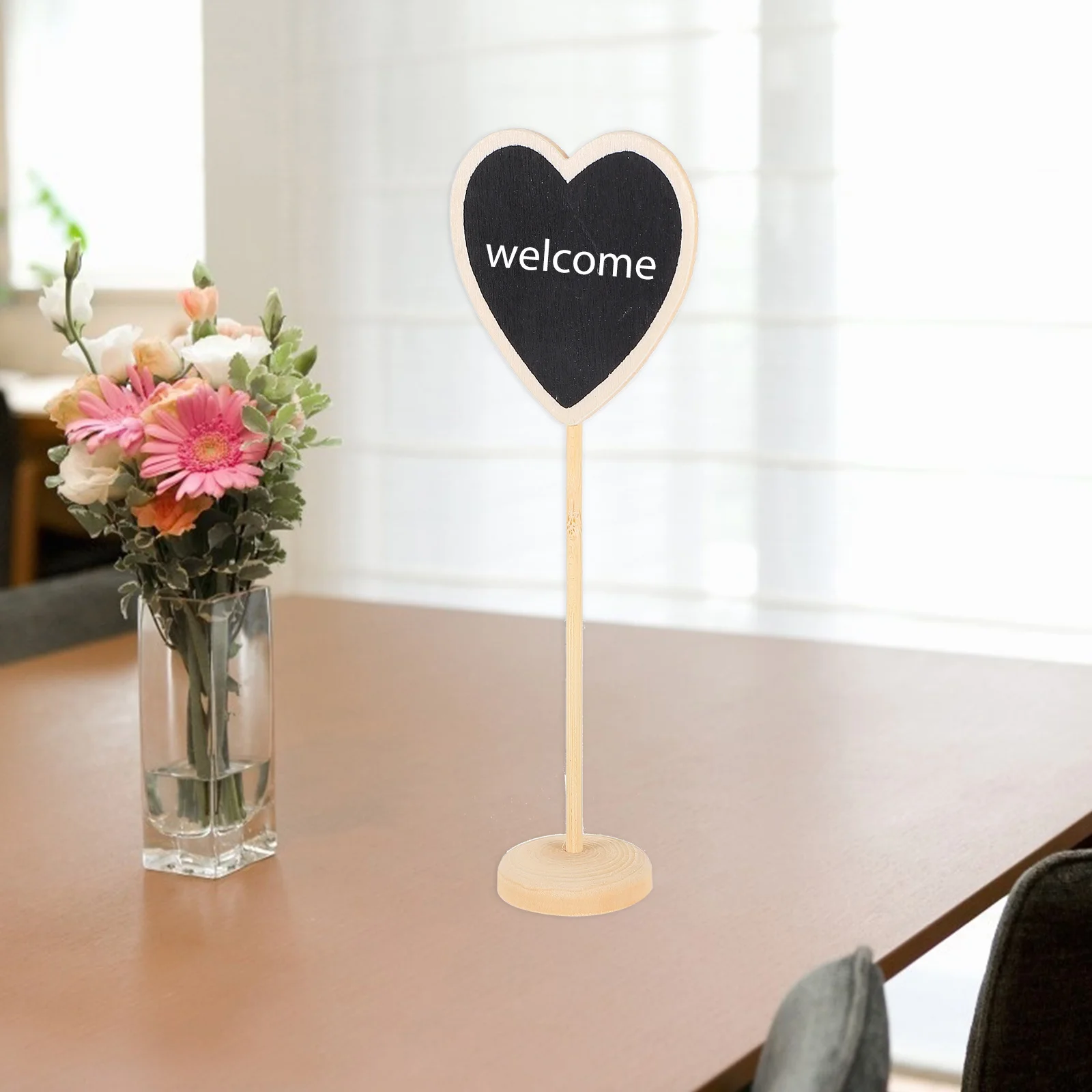 10 Pcs Heart-shaped Wedding Message Board Chalk Boards for Tables Wood Plates Small Chalkboard Sign