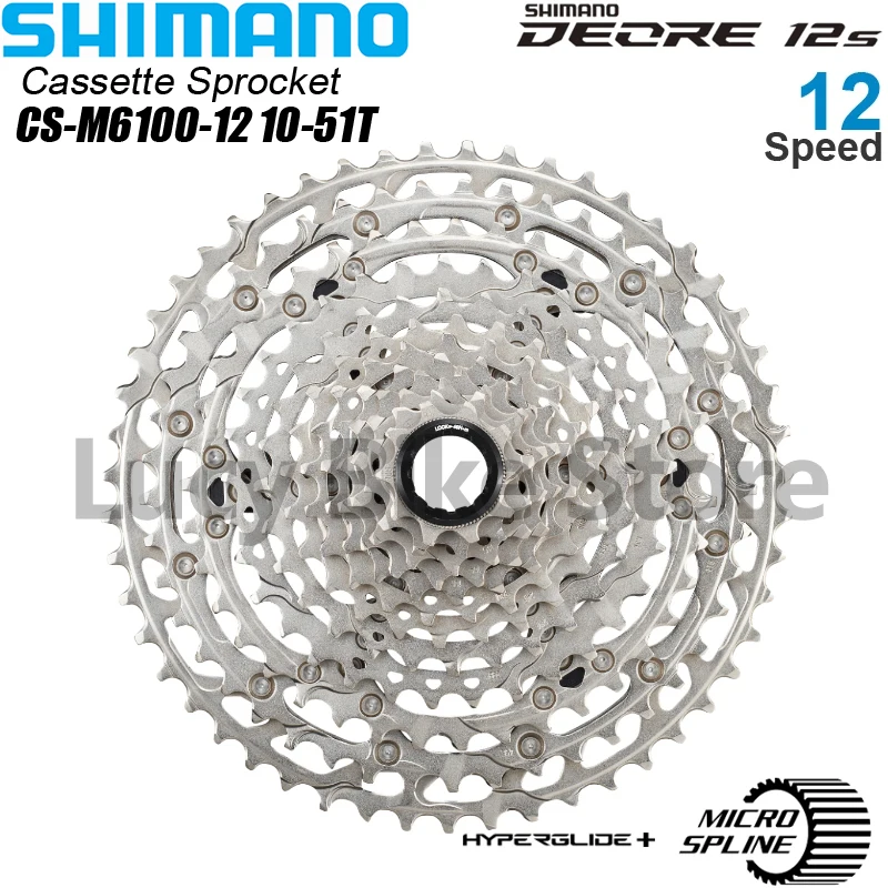 

SHIMANO Deore M6100 12 Speed Cassette Sprocket 12V 12Speed Flywhee 12S 10-51T Micro Spline Cassette Mountain Bike Original Parts