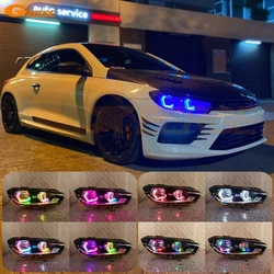 For Volkswagen VW Scirocco III Mk3 Crystal Concept M4 Iconic Style Dynamic Sequential Multi Color RGB LED Angel Eyes Halo Rings