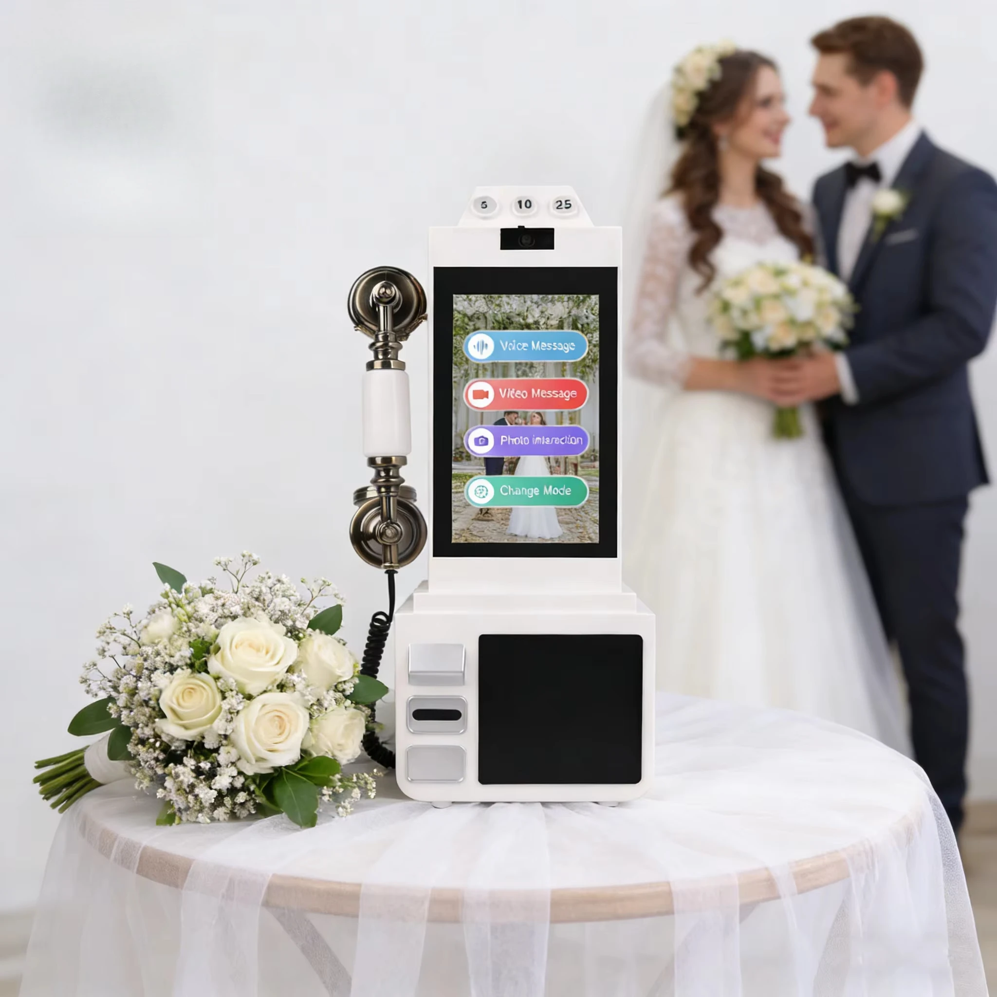 Touch-screen 8'' Audio&Video Guestbook 64GB Phone Recorder Video Guestbook for Wedding Telephone Booth