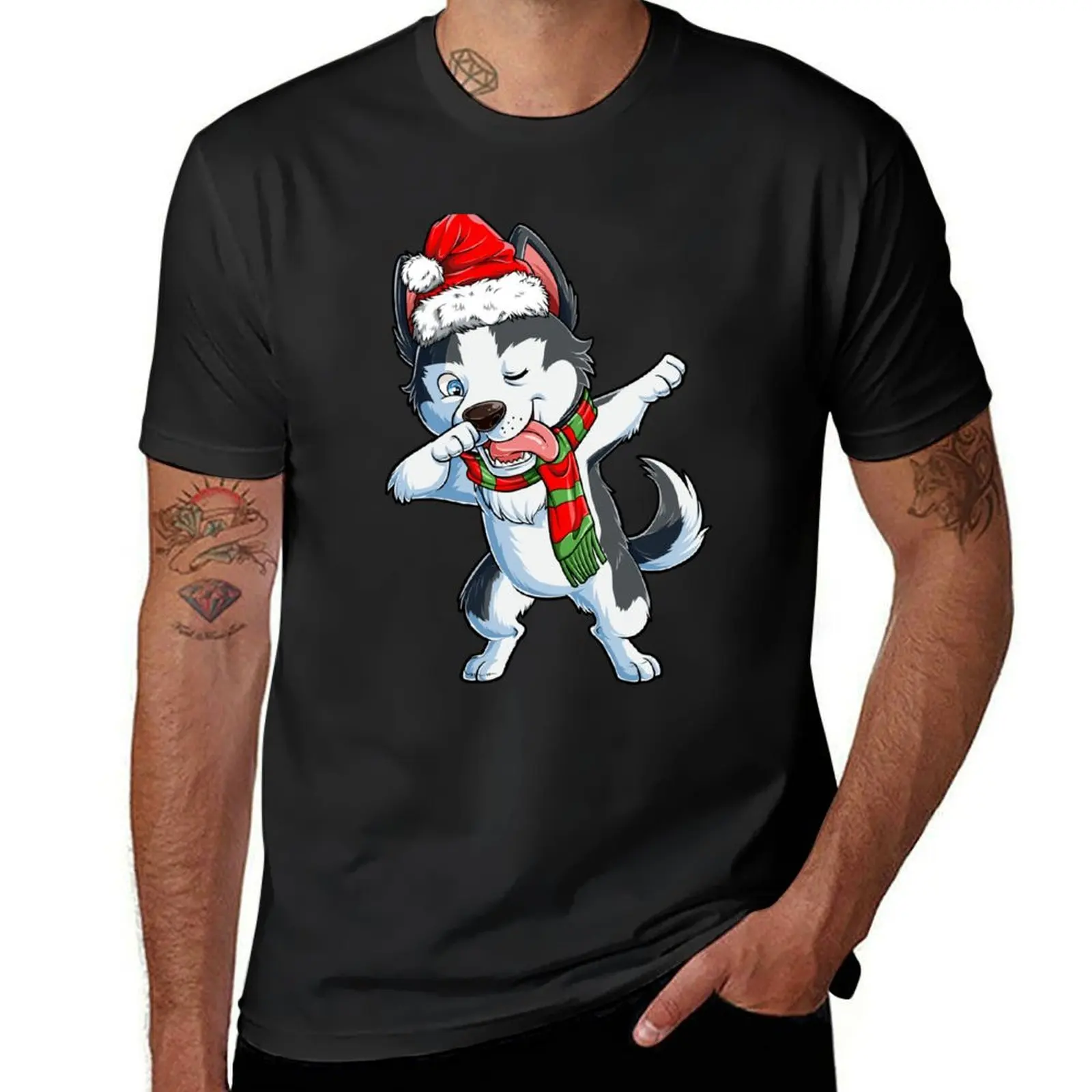 Dabbing Siberian Husky Santa T Shirt Christmas kids Gifts T-Shirt customs hippie clothes tshirts for men