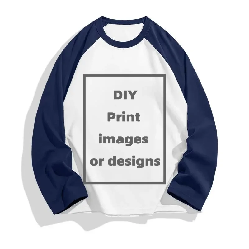 DIY 220GSM Autumn Raglan Long Sleeve T-Shirt Print Your Graphic Custom Logo Exclusive Personalized Top Color Tees Custom Image