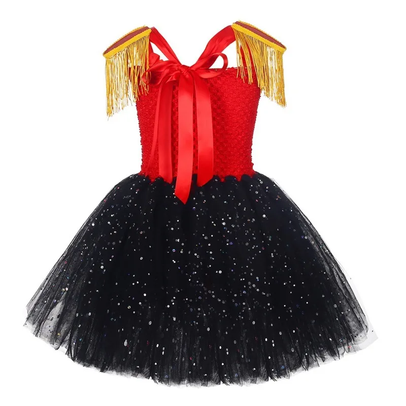 Sparkly Circus Ringmaster Costumes Girls Christmas Halloween Tutu Dress Kids Nutcracker Soldiers Cosplay Outfits Holiday Clothes