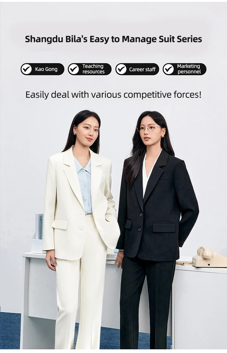 SENTUBILA Einfarbige Blazer für Damen 2026 Herbst Reverskragen Einreihig Zweiknopf Gerade Locker Sitzender Maßgeschneiderter Mantel 153XC8811X – Detail 14