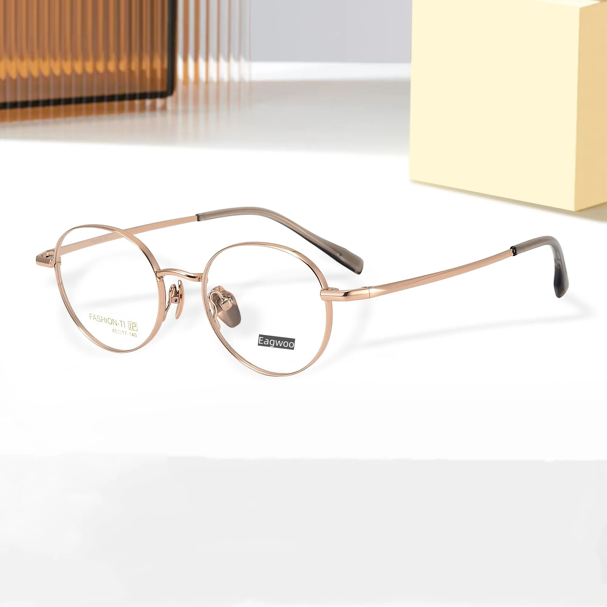 Pure Titanium Full Rim Vintage round Eyeglasses Nerd Frame Optical Prescription Spectacle 45mm Wide for Women Small Face Use