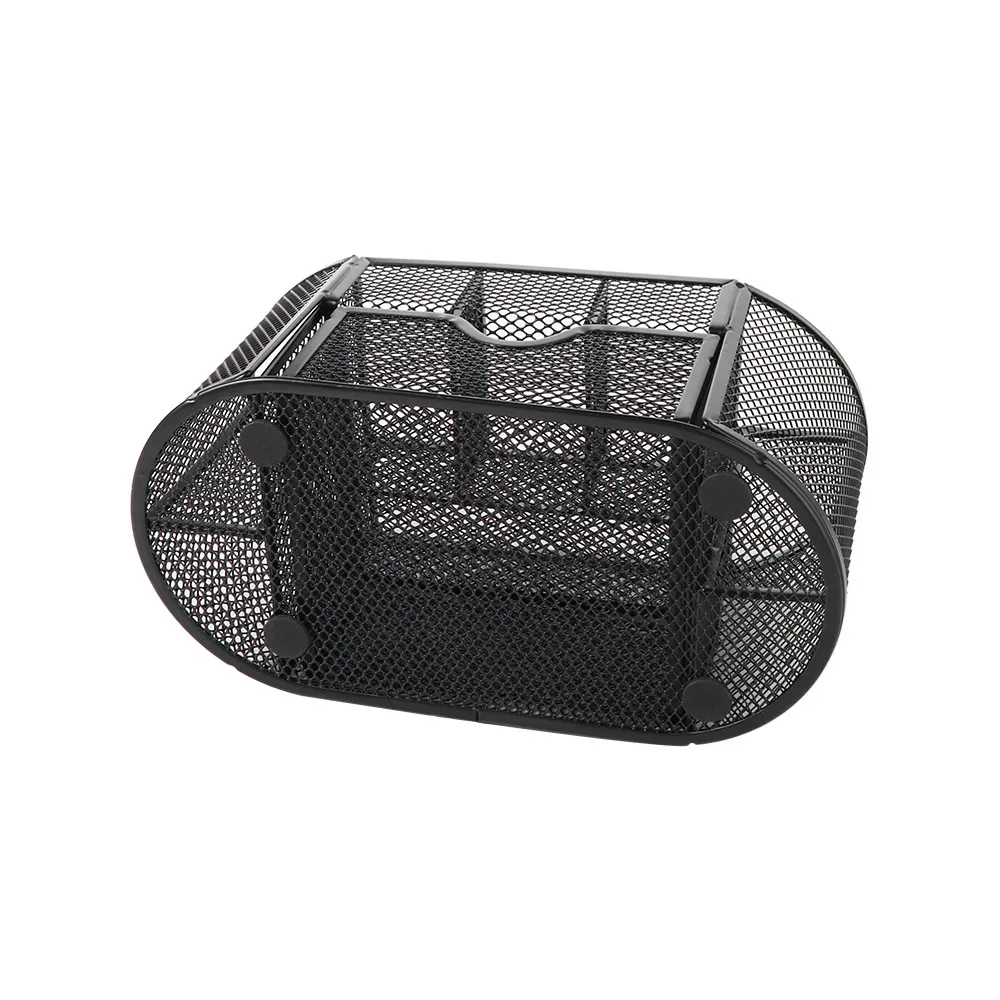 Iron Nine Storage Pen Holder Black Metal Mesh Stationery Organizer Large Capacity Space Saving Desk Organizer Desktop Sundries