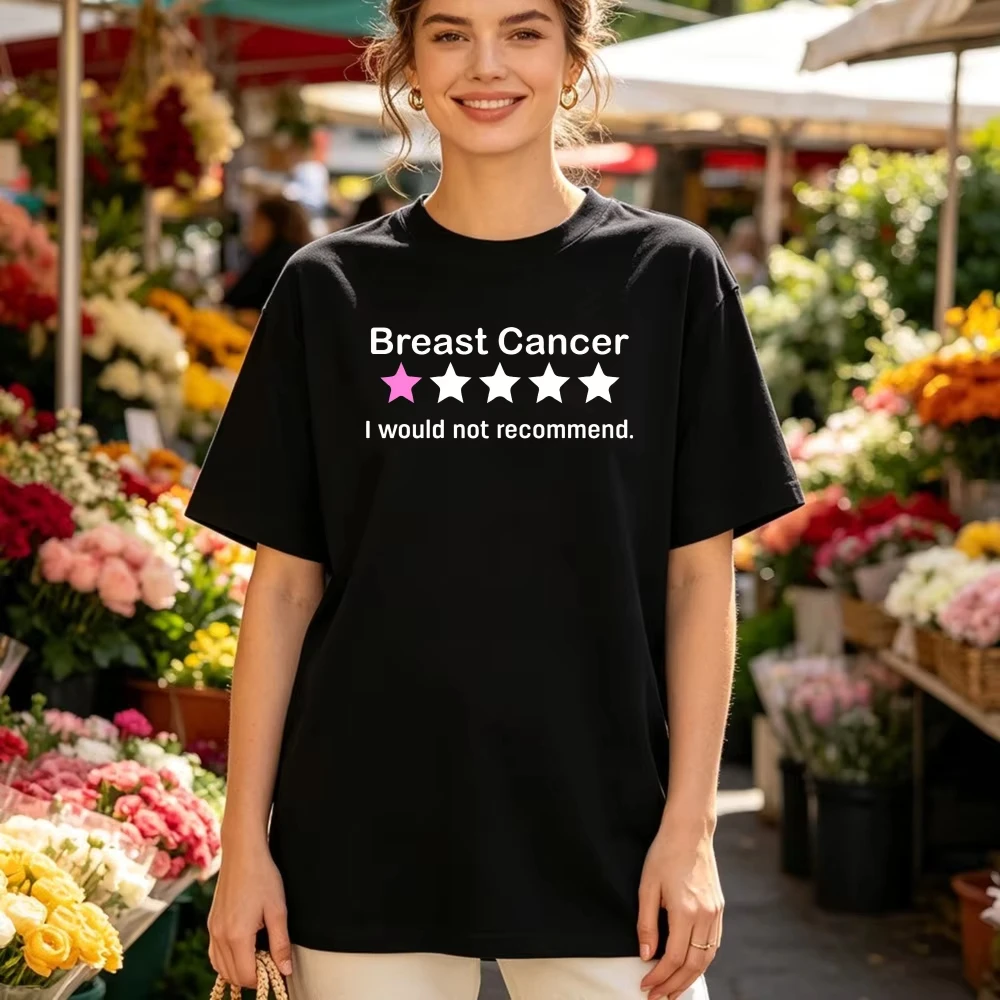 Funny Breast Cancer Awareness T-Shirt One Star Humorous Support Tshirt Women Funny Humor Graphic Tee Casual Cotton Summer Tops