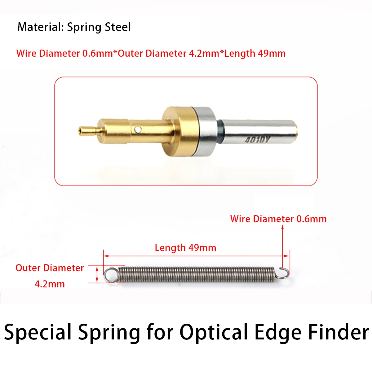 Special Spring for Optical Edge Finder Spring Steel Tension Spring Hook Wire Diameter 0.6Mm Outer Diameter 4.2Mm Length 49Mm
