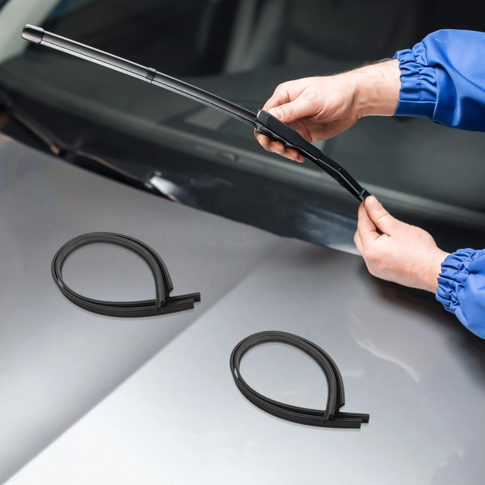 

4pcs Boneless Car Windshield Blade Refills Rubber Strips Replacement Durable Easy Install Efficient Rain Removal Universal Fit