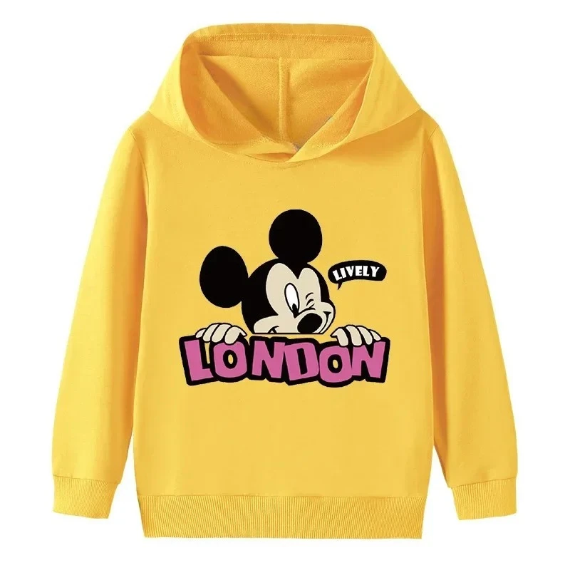 

Детская осенне-зимняя удобная свободная толстовка с капюшоном Disney, модная теплая рубашка с капюшоном для мальчиков и девочек с рисунком Микки