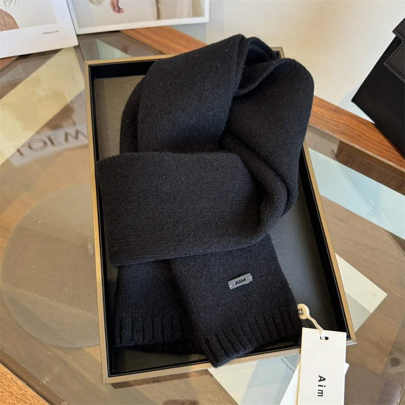 

100% pure wool scarf women's winter solid color versatile couple