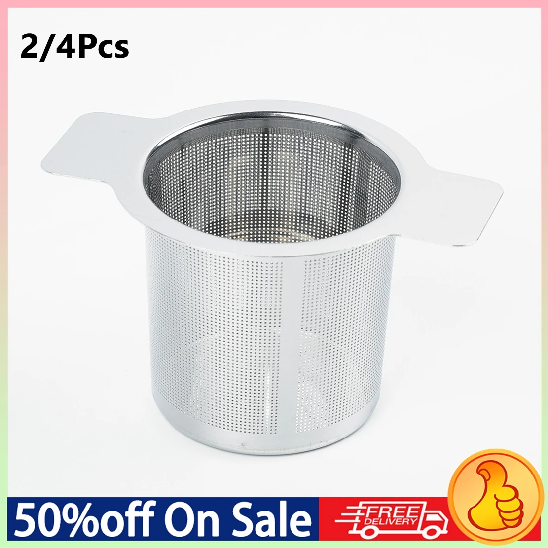 

2/4x мелкосетчатый фильтр из нержавеющей стали с двумя ушками, заварочный многоразовый фильтр для заварки чая, фильтр для чая для большинства чашек, дорожных кружек