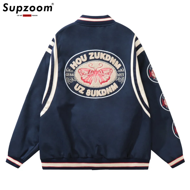 

New Arrival 2023 Rib Sleeve Embroidery Brand Clothing Baseball Loose Casual Bread Top Fashion Coat Bomber Jacket Men