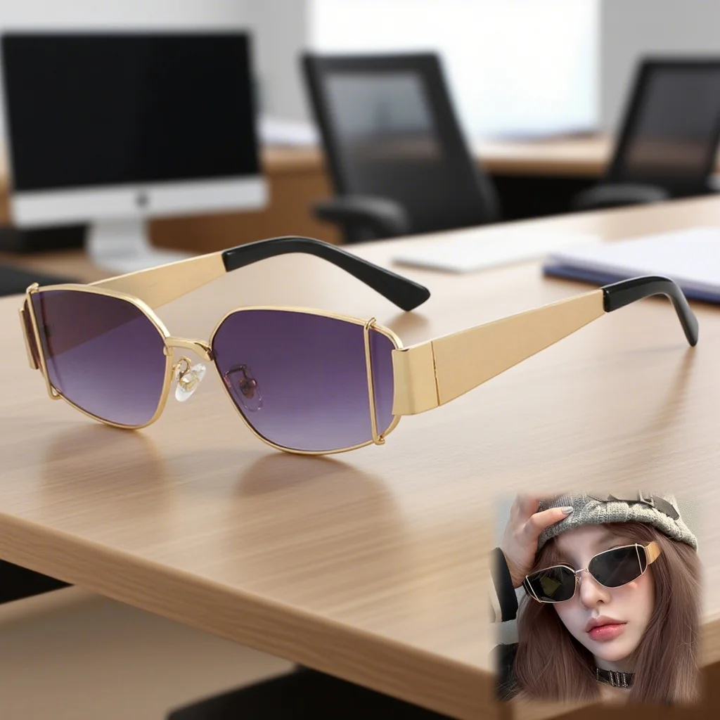

2025 Summer New Retro Square Frame Women's Sunglasses with Men's and Women's Personalized Round Face UV400 Sunscreen Sunglasses
