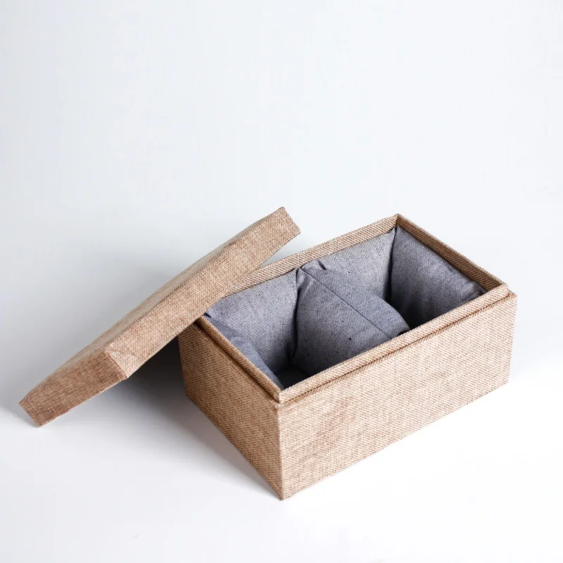 ★Mr. Qing Fabric Packing Box Water Cup Gift Box Cotton Linen Handmade Box Sponge Inner Cushion Shockproof Gift Packaging