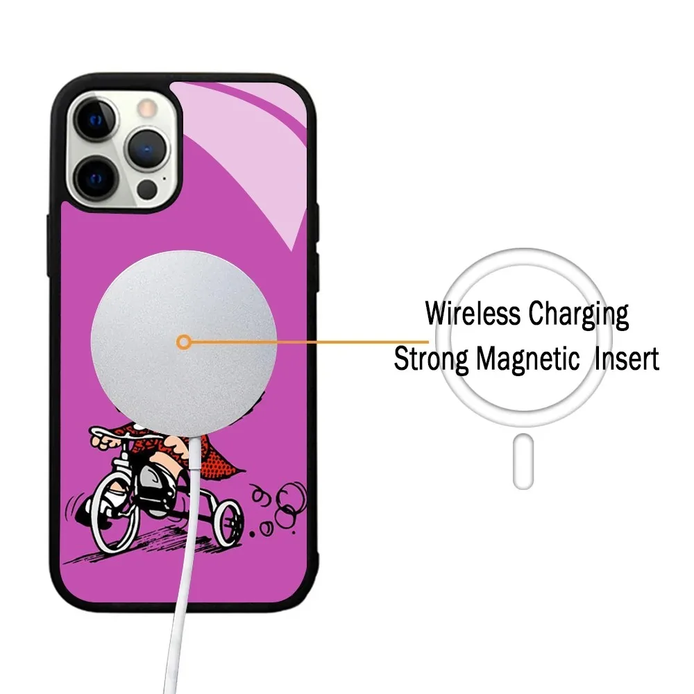 M-Mafalda Cute Phone Case For IPhone 15 14 13 16 Pro Max 11 12 Mini Alex Mirror For Magsafe Wireless Charging Cover