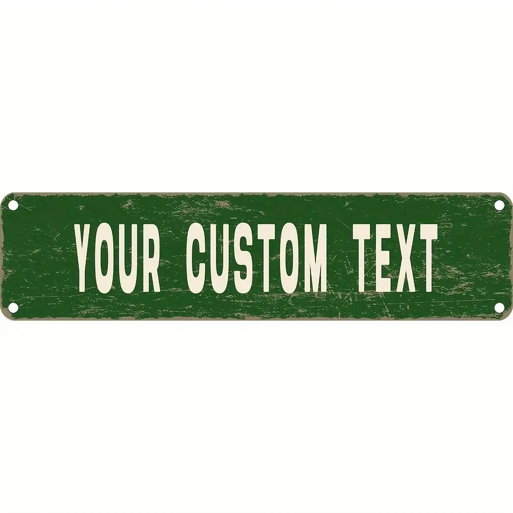 CIFbuy Customizable Vintage Distressed Metal Plaque,Personalized 2D Flat Dark‑Green Text Multi‑Use Home Cafe Wall Ornament (Deco