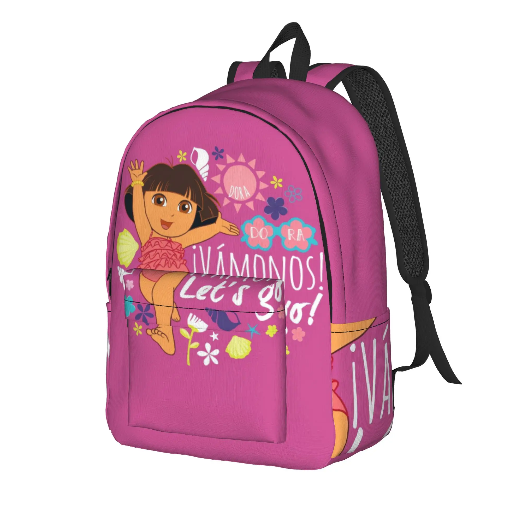 Pink Vamonos Text  Backpack Doras The Explorer University Backpacks Boy Girl Fun School Bags Designer Soft Rucksack
