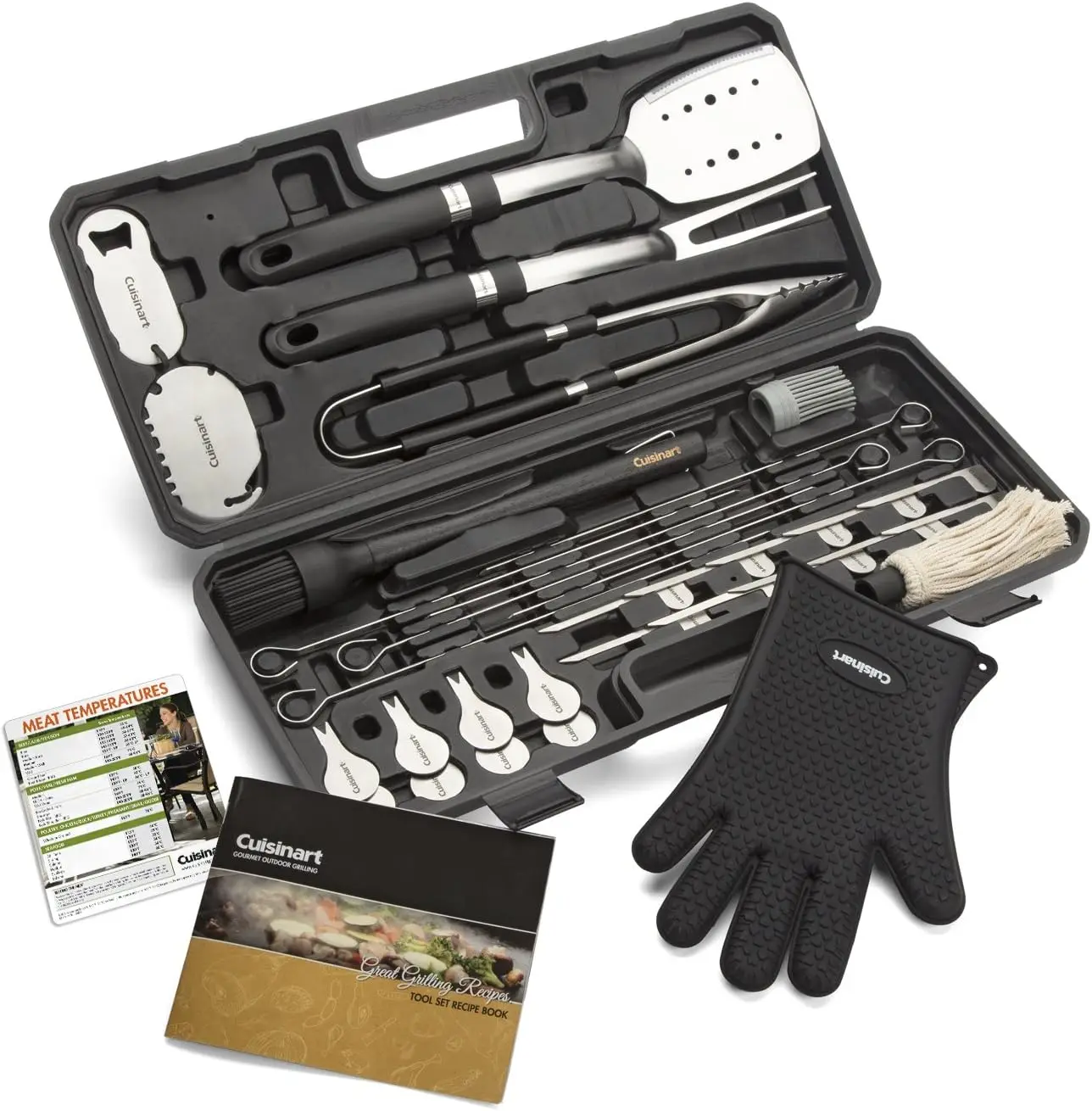 

36-Piece BBQ Grill Tool Set with Stainless Steel Utensils, Silicone Brush, Scraper, and Recipe Guide