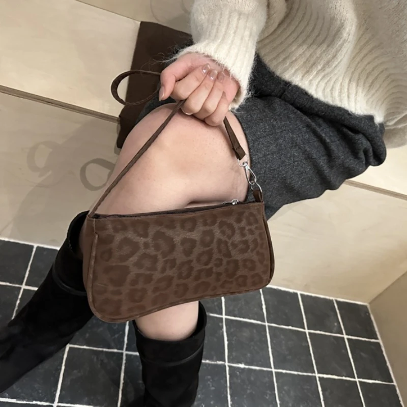Retro Leopard Print Shoulder Bag Women's Fashion Handbags Casual Purses and Handbag Ladies Hand Bags