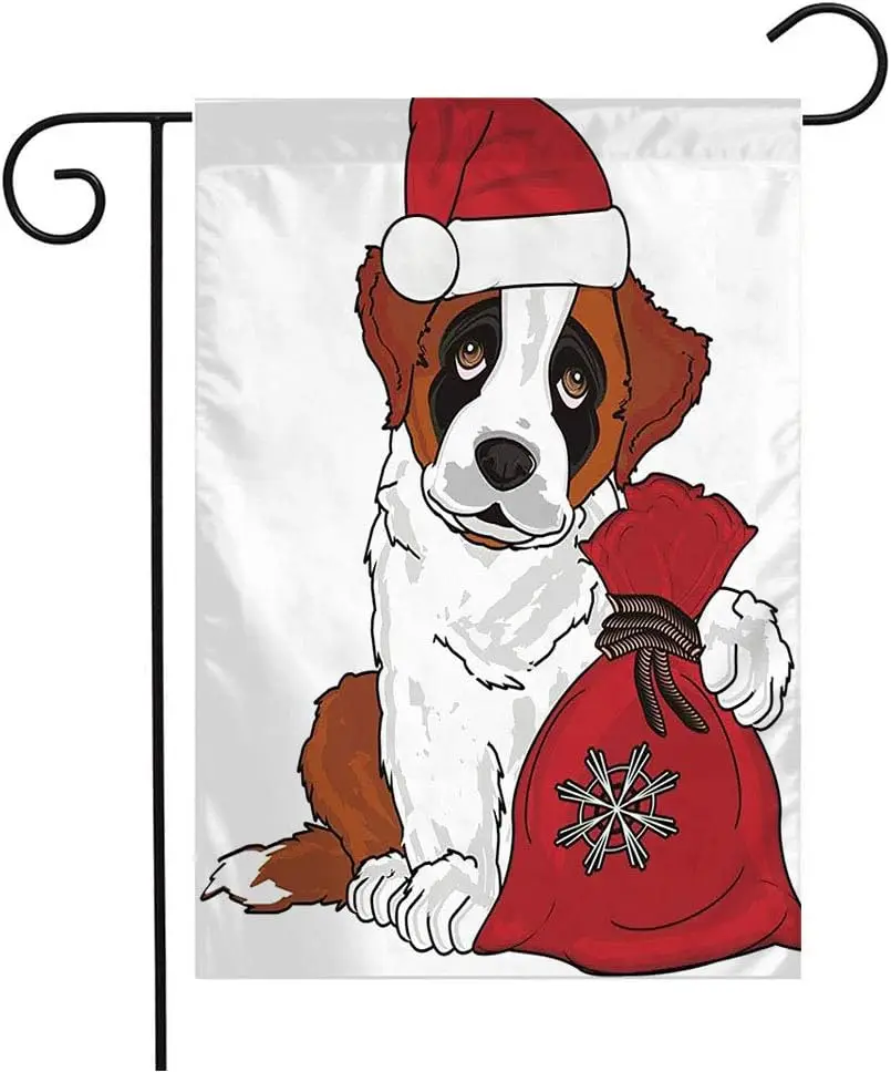 Welcome Garden Flag Vertical St Pet Year Claus Bernard Hold Like Christmas Saint Dog Puppy Pose Kind Isolated Animals Wildlife Y