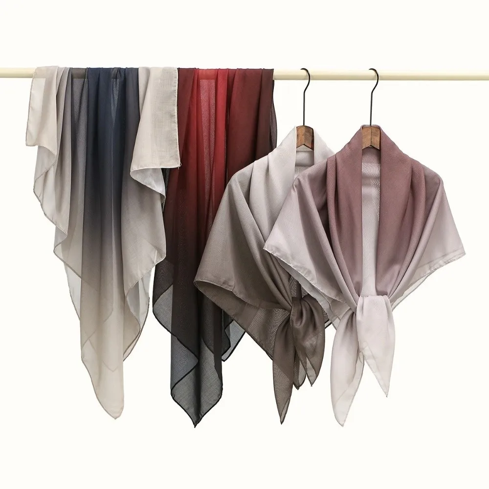 

Мягкий градиентный квадратный платок 110 x 110 см, большой размер, тонкий, дышащий, мусульманский хиджаб, исламская шаль, исламская одежда