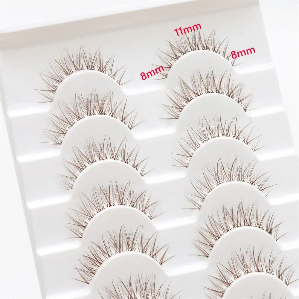 10 Pairs Natural Look Brown False Eyelashes Fashion 3D Japanese Cosplay Faux Mink Lashes Dramatic Anime Lashes for Women