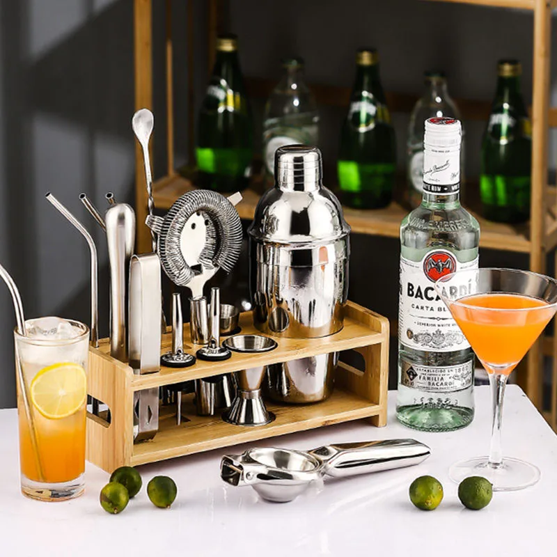 Full Set Shaker Professional Stainless Steel Bartender Wine Cup Drink Stirrers Cocktail Mixer Martini Cocktail Shaker Bar Set