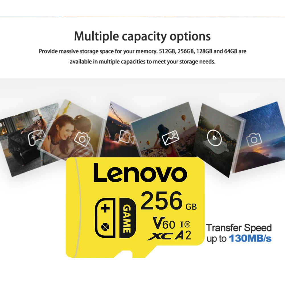 Lenovo High Speed Micro SD Card for Nintendo Switch Storage Expansion 512GB 256GB 128GB 64GB Class 10 U3 V60 TF Flash Memory - view 5