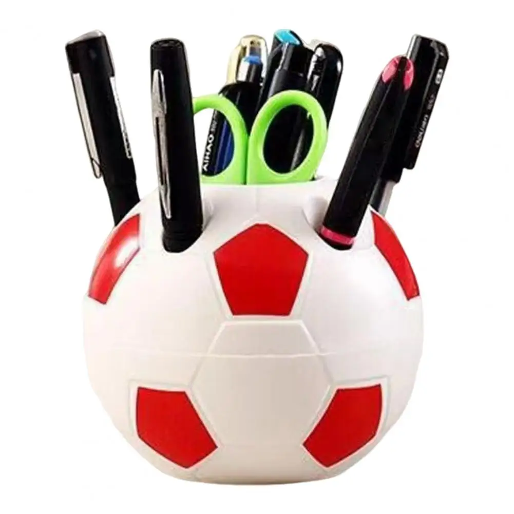 كرة القدم حامل قلم كرة القدم شكل صندوق تخزين من البلاستيك منظم سطح المكتب للأقلام قلم رصاص فرش ماكياج اللوازم المكتبية