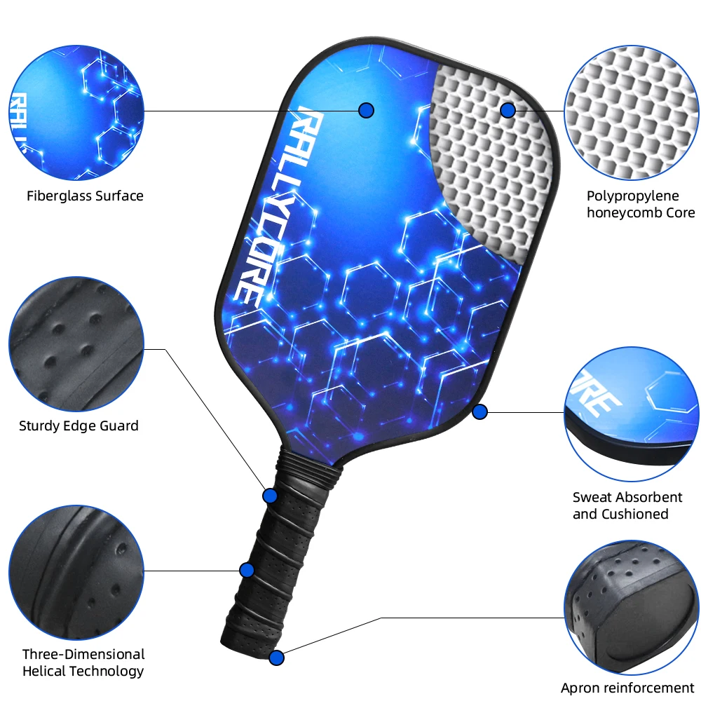 

Pickleball Set for 2 Players Honeycomb Core Paddles with 4 Balls & Carry Bag for Indoor Outdoor